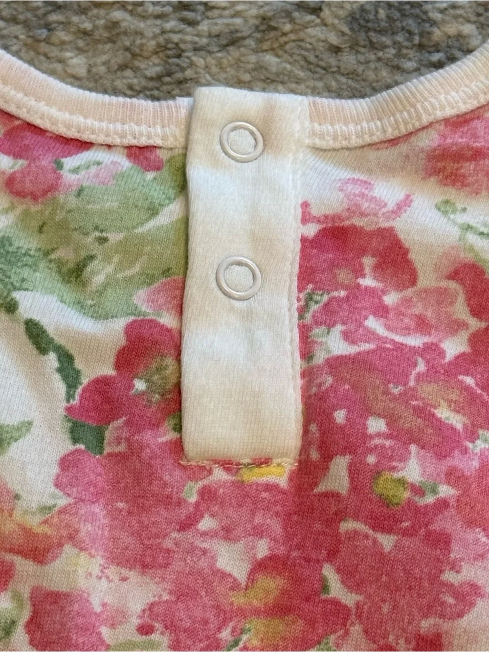 Burt’s Bees Baby Girl Floral Romper Newborn Pink Green Ruffle Sleeveless